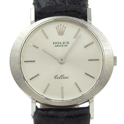 [Rolex] Rolex Cherini Watch No. 1 Cal.1600 3653 18KOro blanco X Crocodile Hand -Wound Silver Dial Cherini Damas