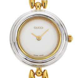 [GUCCI] Gucci changeBezel Watch 11/12.2 Plated Gold Quartz Analog display White dial Change Bezel Ladies