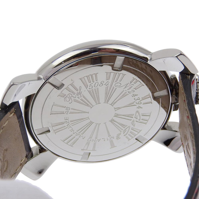 [Gaga Milano] Gaga Milan Manuare 46 Reloj 5084 Acero inoxidable x acero inoxidable x expreso cuero de cuartzo exhibición analógica de la esfera gris 46 hombres