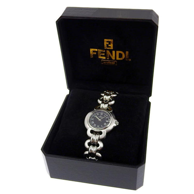 [FENDI] Fendi Watch 1600g Stainless Steel Quartz Analog display black dial ladies