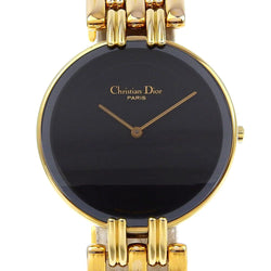 [Dior] Christian Dior Bakira Watch 47154-3 Gold Placing Quartz Affichage analogique Black Dial Bakira Men A-Rank