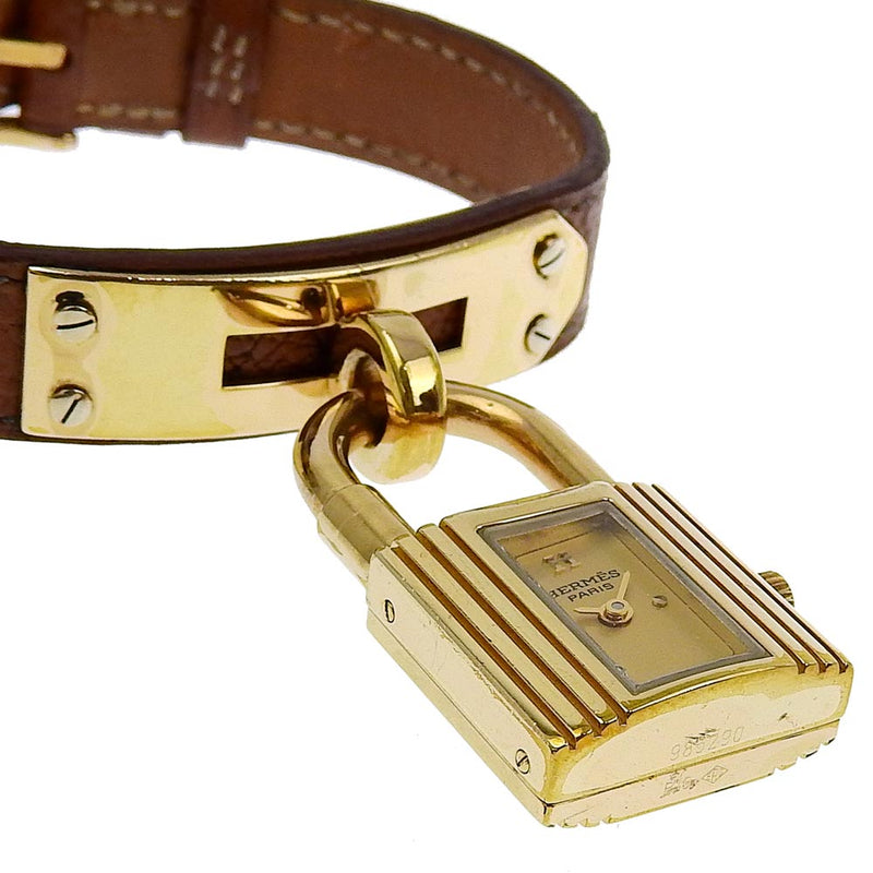 [Hermes] Hermes Kelly Watch Watch Watch Gold Plating X 가죽 □ B- 자랑 쿼츠 아날로그 디스플레이 골드 다이얼 Kelly Watch Ladies