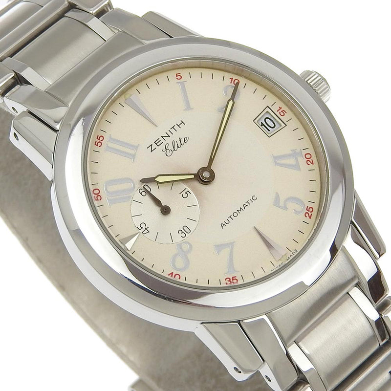 [Zenith] Zenith 
 Portro Wiral Elite手表 
 CAL.680 01/02.0450.680不锈钢自动缠绕小型第二个白色表盘皇家精英男士