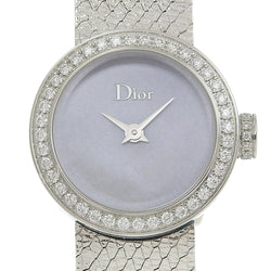 [dior] Diorla Mini de dior缎面手表钻石CD040110-J不锈钢Quartz Analog Display shell shell shell la mini d de dior Satin女士+等级