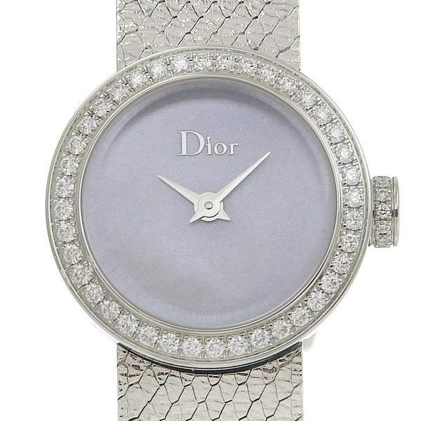 [Dior] Diorla Mini di de DiorSatin Watch diamondBezel CD040110-J Stainless Steel Quartz Analog display shell dial La mini d de dior Satin Ladies A+Rank