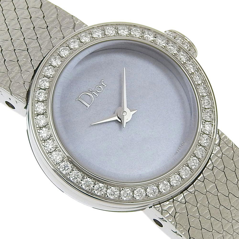 [dior] Diorla Mini de dior缎面手表钻石CD040110-J不锈钢Quartz Analog Display shell shell shell la mini d de dior Satin女士+等级