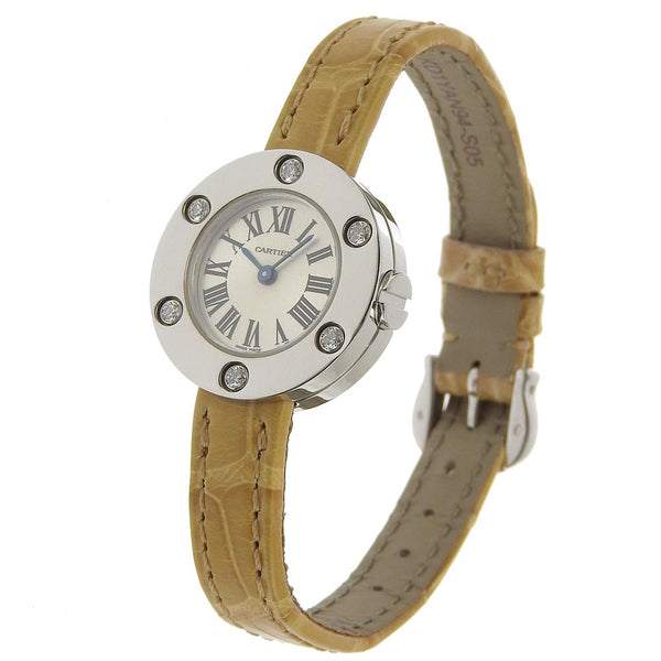 [Cartier] Cartier Love Watch Watch 6p Diamond Besel We800231 18KGold blanco × Crocodile Quartz Display analógico Dial plateado Amor Mira Damas un rango