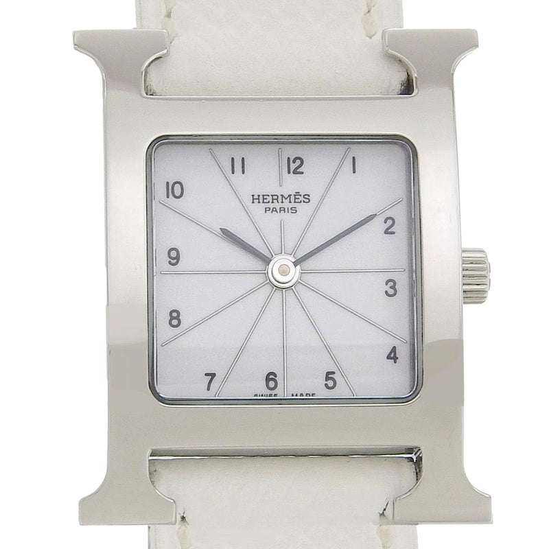 [HERMES] Hermes H Watch Watch HH1.210 Stainless Steel× Leather ▢I engraved Quartz Analog display White dial H Watch Ladies A rank