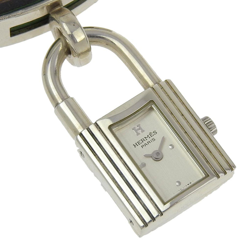 [Hermes] Hermes Kelly Watch Watch KE1.210 Silver 925 × Cuero 〇z Grabado de cuarzo Display analógico Dial Kelly Watch Ladies