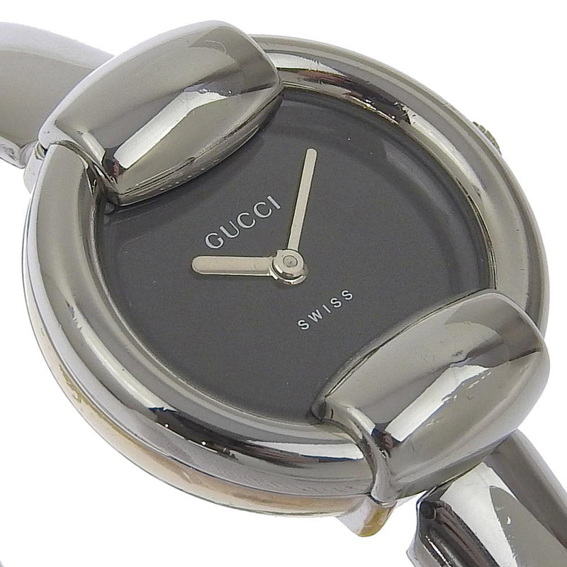 【GUCCI】グッチ
 腕時計
 1400L ステンレススチール シルバー クオーツ アナログ表示 黒文字盤 レディース