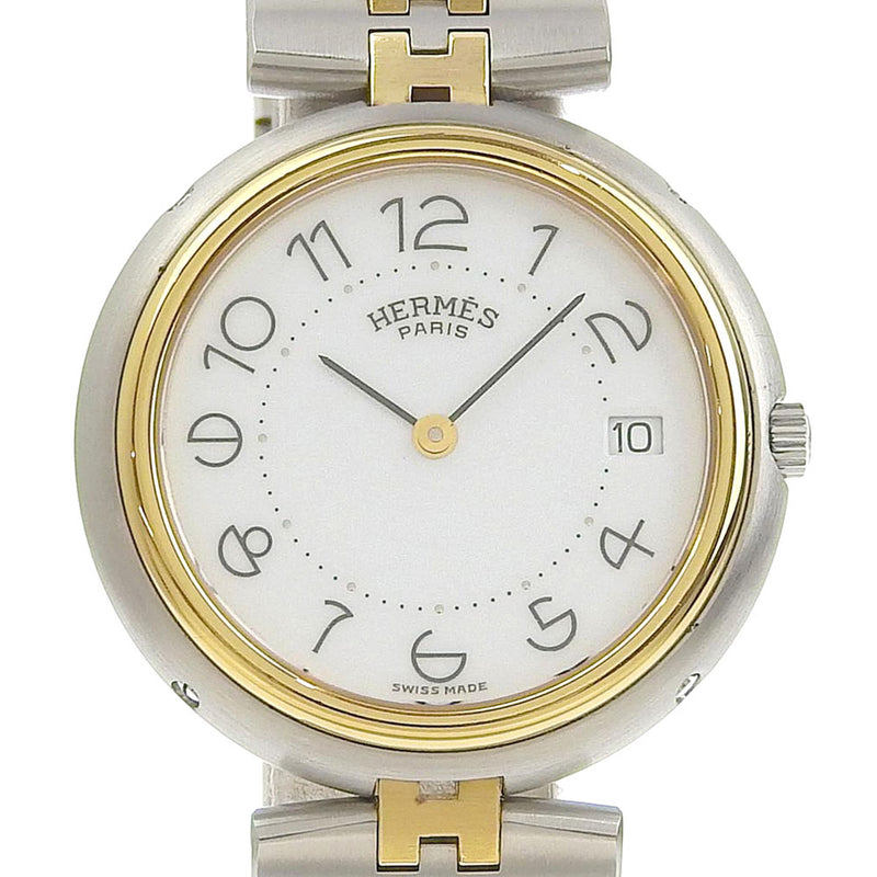 [HERMES] Hermes 
 watch 
 Vintage Profile Stainless Steel x Gold Plating Silver Quartz Analog Display White Dial Boys