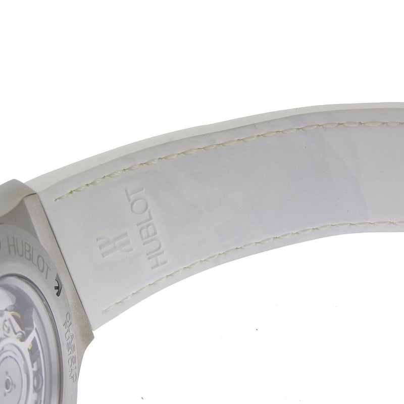 [Hublot] Uburo 
 Aerofusion Watch 
 525.ne.0127.Lr acero inoxidable x cocodrilo blanco cronógrafo blanco dial aero fusion fusion a+rank
