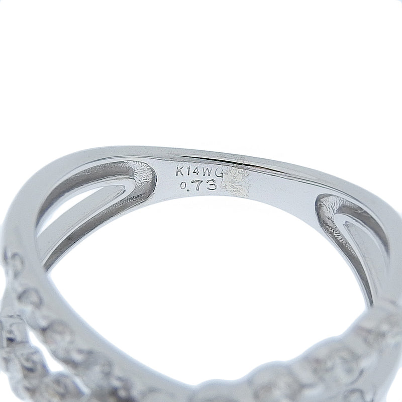 [4 ℃] Yon Sea 
 Cross No. 11 ring / ring 
 K14 White Gold x Diamond 0.73 engraved about 2.1g CROSS Ladies A rank