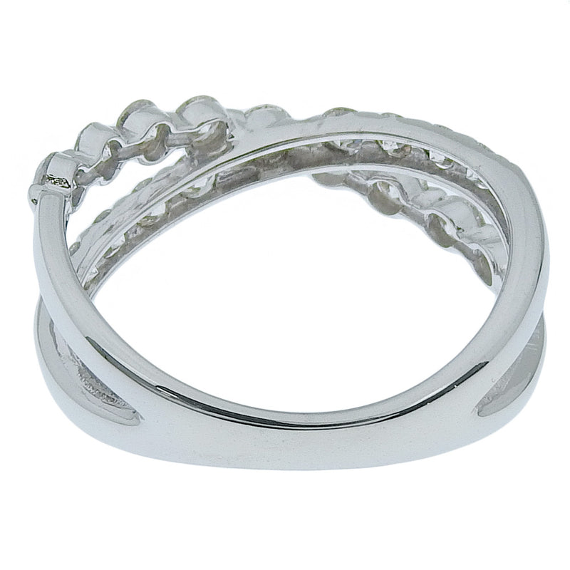 [4 ℃] Yon Sea 
 Cross No. 11 ring / ring 
 K14 White Gold x Diamond 0.73 engraved about 2.1g CROSS Ladies A rank