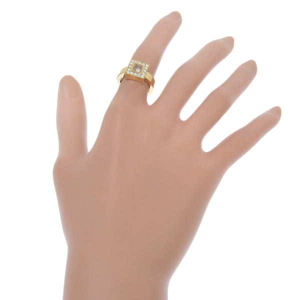 [Chopard] Chopard Happy Diamond Taille 10 Ring Square 82 / 2896-20 K18 Jaune Or X Diamond Square Env. 10,8g Happy Diamond Women's Rank A