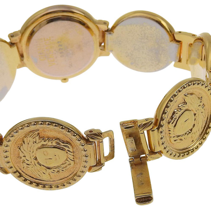 [Versace] Versace 
 메두사 시계 
 동전 시계 7008012 골드 도금 금 쿼츠 아날로그 디스플레이 골드 다이얼 메두사 숙녀