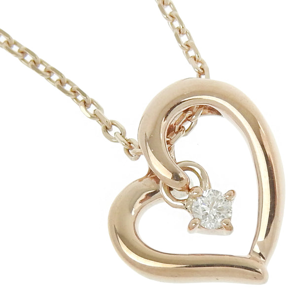 [4 ℃] Yon Sea 
 Heart necklace 
 K10 Pink Gold x Diamond Heart Approximately 2.0g Heart Ladies A Rank