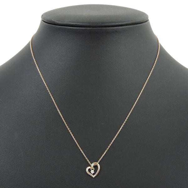 [4 ℃] Yon Sea 
 Heart necklace 
 K10 Pink Gold x Diamond Heart Approximately 2.0g Heart Ladies A Rank