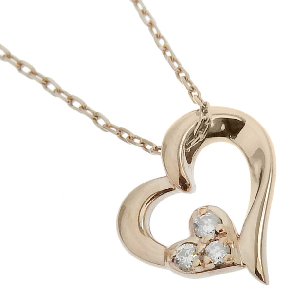 [4 ℃] Yon Sea 
 Canal 4 ℃ necklace 
 Heart K10 Pink Gold x Diamond about 0.9g Canal 4 ℃ Ladies A+Rank