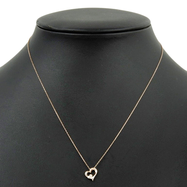 [4 ℃] Yon Sea 
 Canal 4 ℃ necklace 
 Heart K10 Pink Gold x Diamond about 0.9g Canal 4 ℃ Ladies A+Rank