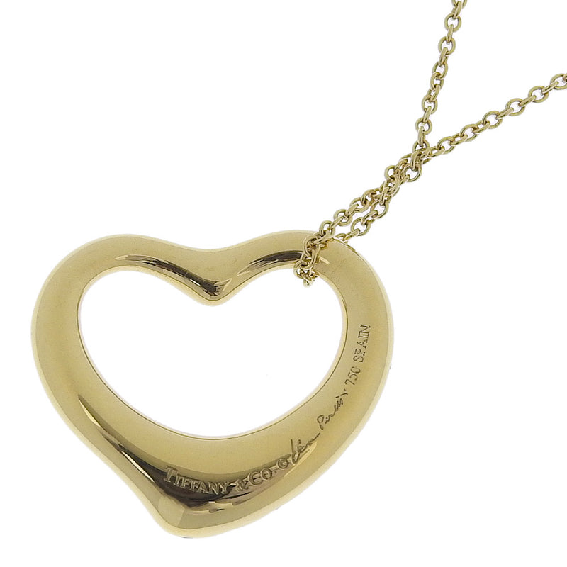 [Tiffany & co.] Tiffany 
 Collar de corazón abierto 
 Elsa Peletti K18 Oro amarillo x Diamond Heart aproximadamente 8.2g Corazón abierto Damas A Rango