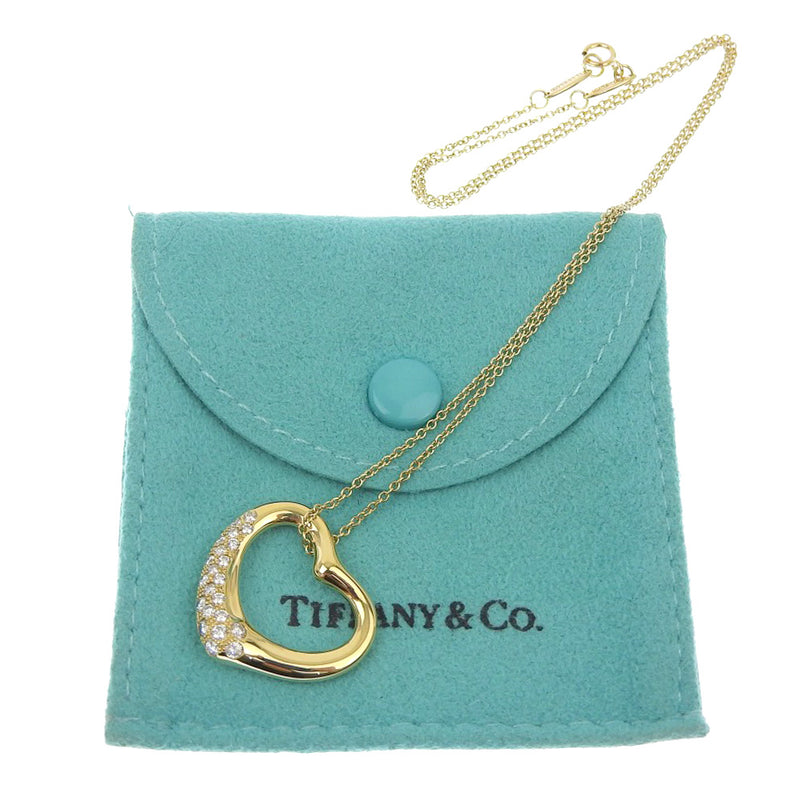 [Tiffany & co.] Tiffany 
 Collar de corazón abierto 
 Elsa Peletti K18 Oro amarillo x Diamond Heart aproximadamente 8.2g Corazón abierto Damas A Rango