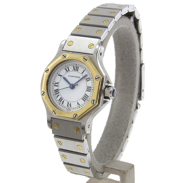 [Cartier] Cartier Santo Susukutagon SM Watch Automático de acero inoxidable Dial blanco Santos Octágono SM Ladies