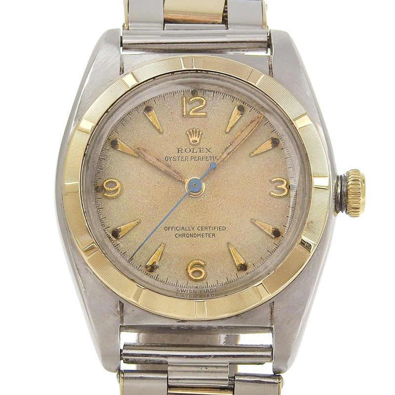 [ROLEX] Rolex Oyster Papetur Watch Bubble Back 6th 5010 Stainless Steel 646751 engraved Mechanical Automatic Beige dial Oyster Perpetual Boys B-Rank