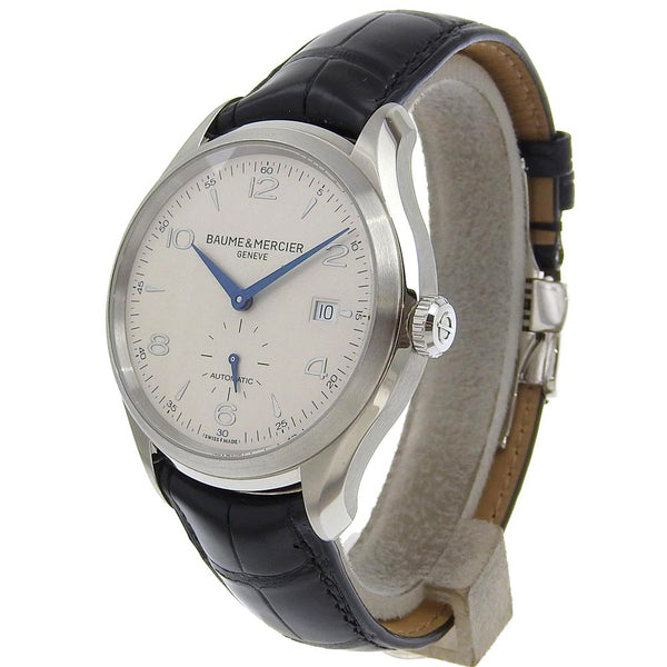 [Baume & Mercier]Baume & Mercier Clifton reloj 10052 acero inoxidable x cocodrilo dial blanco automático clifton hombres un rango