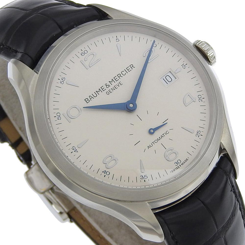 [Baume＆Mercier]Baume & Mercier 克利夫顿手表10052不锈钢X鳄鱼自动白色表盘克利夫顿男子