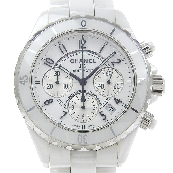 [Chanel] Chanel J12 Watch H1007 Cerámica White Automatic Viento cronógrafo Dial blanco J12 Hombres A-Rank