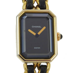 [CHANEL] Chanel 
 Premiere L L -watch 
 Plated Gold× Leather Quartz Analog display black dial Premiere L Ladies