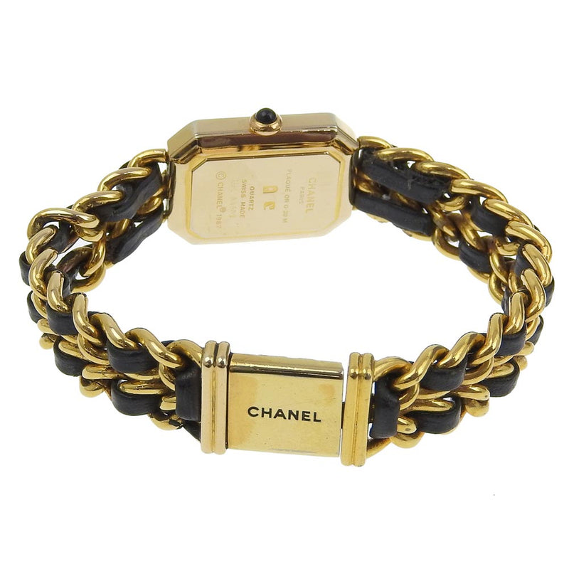 [CHANEL] Chanel Premiere L L -Watch Plated Gold× Leather Quartz Analog display black dial Premiere L Ladies