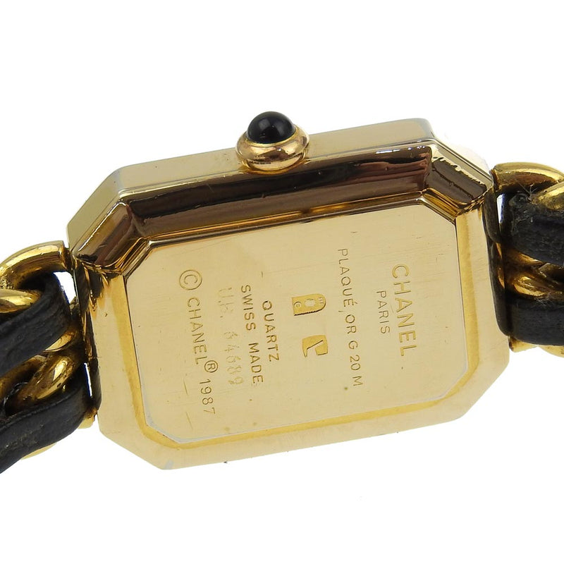 [Chanel] Chanel Premiere l Watch Gold plaqué x cuir quartz analogique noire de cadran