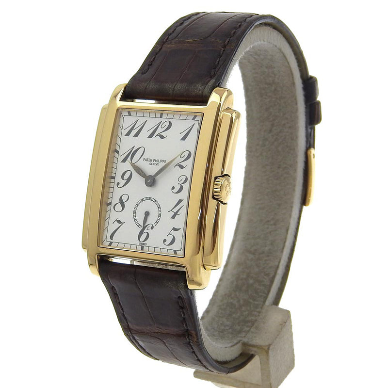 【PATEK PHILIPPE】パテックフィリップ
 ゴンドーロ 腕時計
 cal.215 5024 K18イエローゴールド×クロコダイル 手巻き 白文字盤 Gondouro メンズ