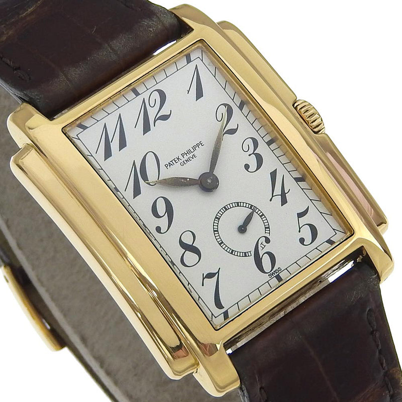 【PATEK PHILIPPE】パテックフィリップ
 ゴンドーロ 腕時計
 cal.215 5024 K18イエローゴールド×クロコダイル 手巻き 白文字盤 Gondouro メンズ