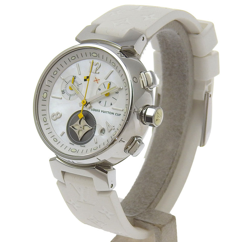 [Louis Vuitton]LOUIS VUITTON
 Reloj tambul 
 Encantadora taza Q132C acero inoxidable x cuarzo de goma cronógrafo de caparazón blanco damas damas un rango