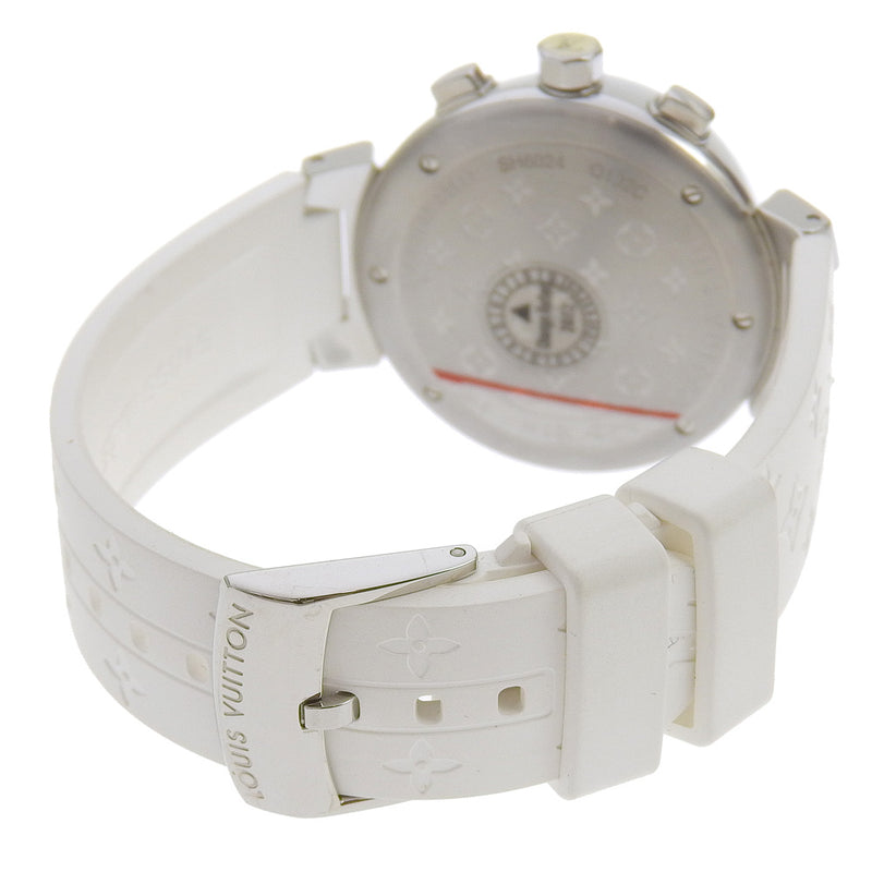 [Louis Vuitton]LOUIS VUITTON
 Reloj tambul 
 Encantadora taza Q132C acero inoxidable x cuarzo de goma cronógrafo de caparazón blanco damas damas un rango