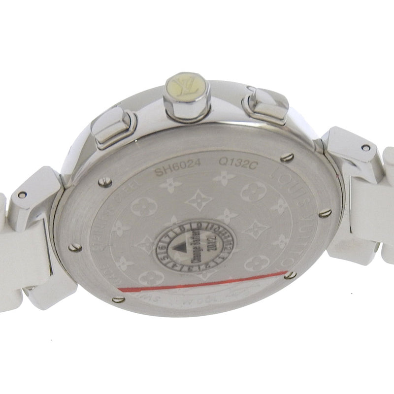 [Louis Vuitton]LOUIS VUITTON
 Reloj tambul 
 Encantadora taza Q132C acero inoxidable x cuarzo de goma cronógrafo de caparazón blanco damas damas un rango