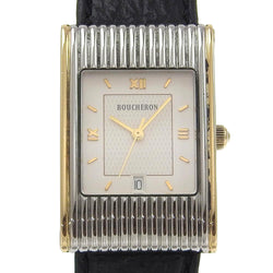 [Boucheron] Busheron Reflation Watch 2MHREQ634B 18KOro amarillo x acero inoxidable x pantalla analógica de cuartzo de cuero reflatación de la esfera blanca a rank de hombres