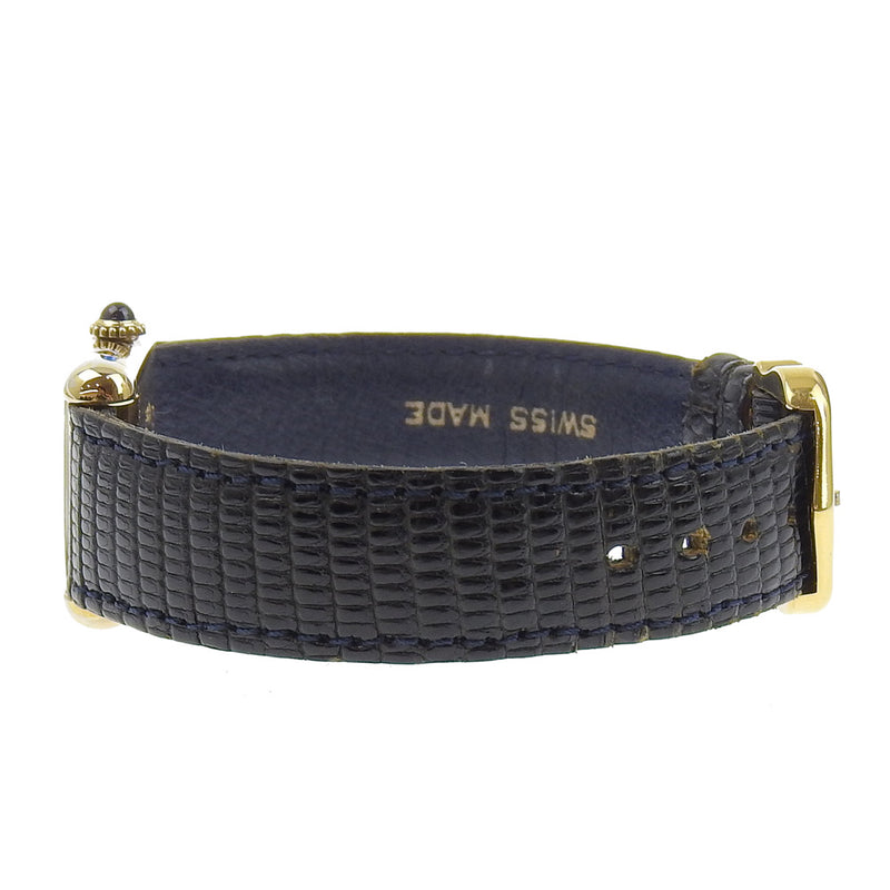 [Cartier] Cartier MustTank Watch Lapis Dial Cal.2512-1 60022 Silver 925 x Dial azul de cuero en relieve en relieve Must Tank Ladies