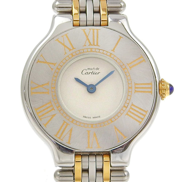 [Cartier] Cartier 
 Debe 21 WRISTWATCH 
 Pantalla analógica de cuarzo de acero inoxidable Dial blanco Must21 Damas