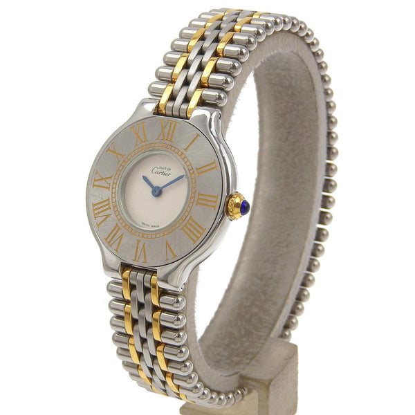 [Cartier] Cartier Must 21 Watches Stainless Steel Quartz Analog display white dial Must21 Ladies