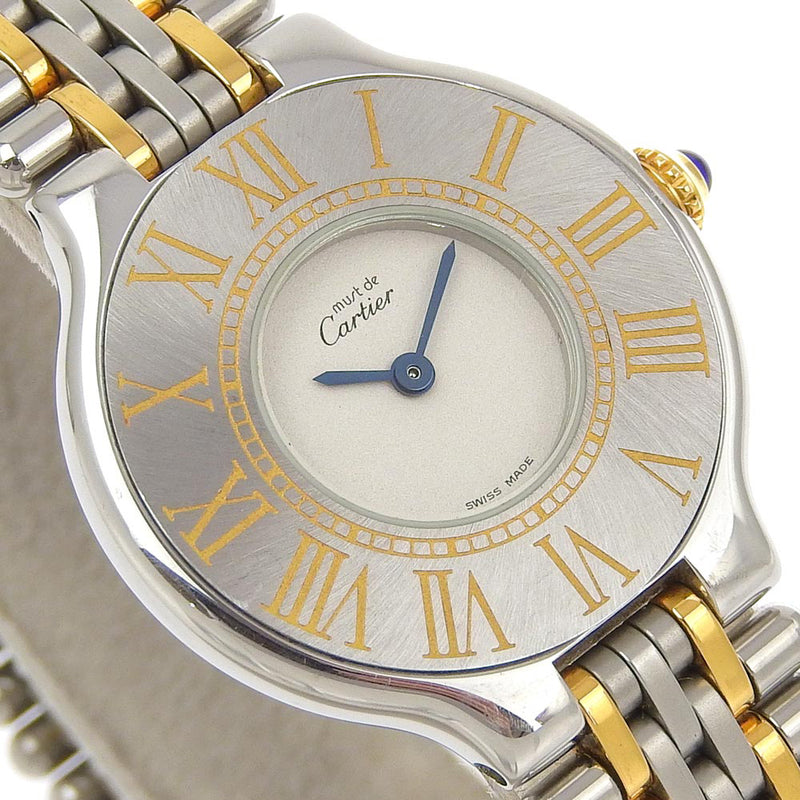 [Cartier] Cartier Must 21 Watches Stainless Steel Quartz Analog display white dial Must21 Ladies