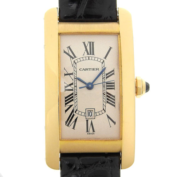 [Cartier] Cartier Tank American LM Watch W2603156 K18 Yellow Gold X Alligator Automatic Gold Dow Tank Amricainelm Men A-Rank