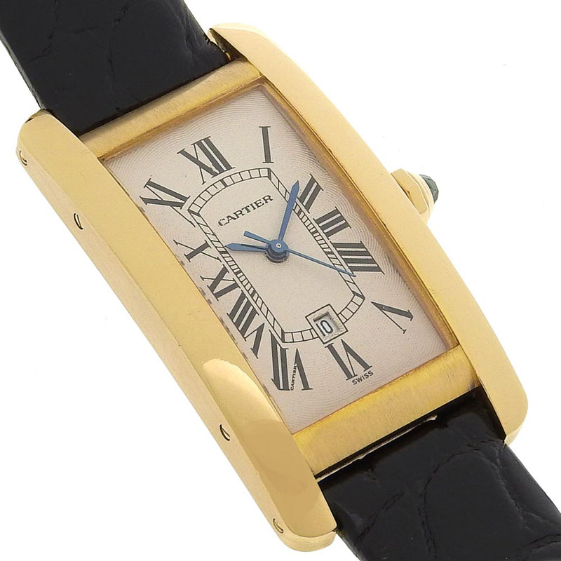 [Cartier] Cartier Tank American LM Watch W2603156 18KOro amarillo x cocodrilo Tanque de dial de oro automático Amicainelm Men's-Rank