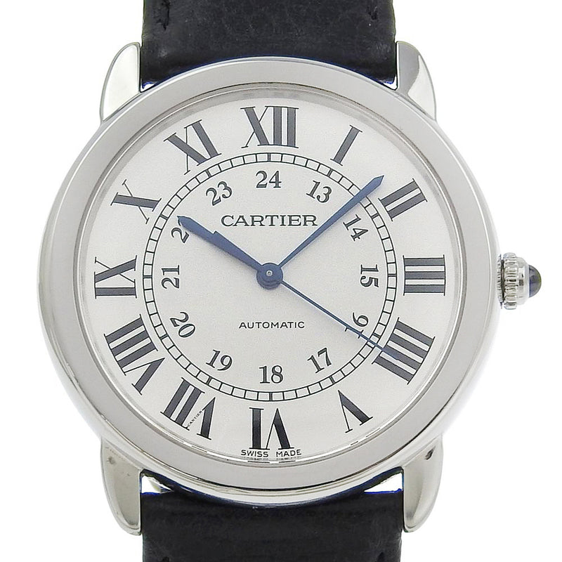 [Cartier] Cartier 
 Ronde Solo mirar 
 WSRN0021 Acero inoxidable x Cuero en relieve Automático Silver Dial Ronde Solo Hombres A-Rank