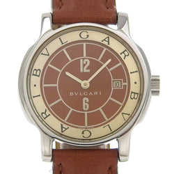 [BVLGARI] Bulgari Solo Tempo Watch ST29S Stainless Steel×Embossed Leather Quartz Analog display brown dial Solo Tempo Ladies