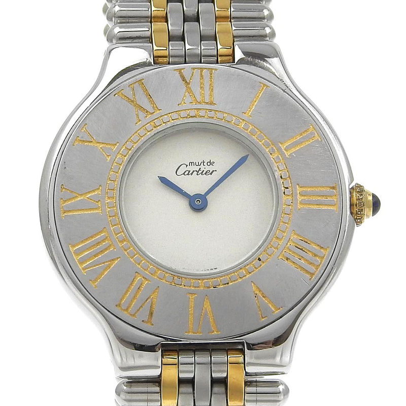 [Cartier] Cartier 
 Debe 21 WRISTWATCH 
 Pantalla analógica de cuarzo de acero inoxidable Dial beige Must21 Boys B-Rank