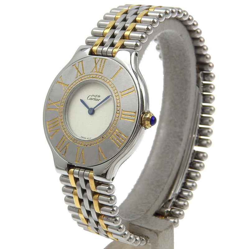 [Cartier] Cartier 
 Doit 21 sur-bracelet 
 Quartz en acier inoxydable Affichage analogique à cadran beige MUST21 Boys B-Rank